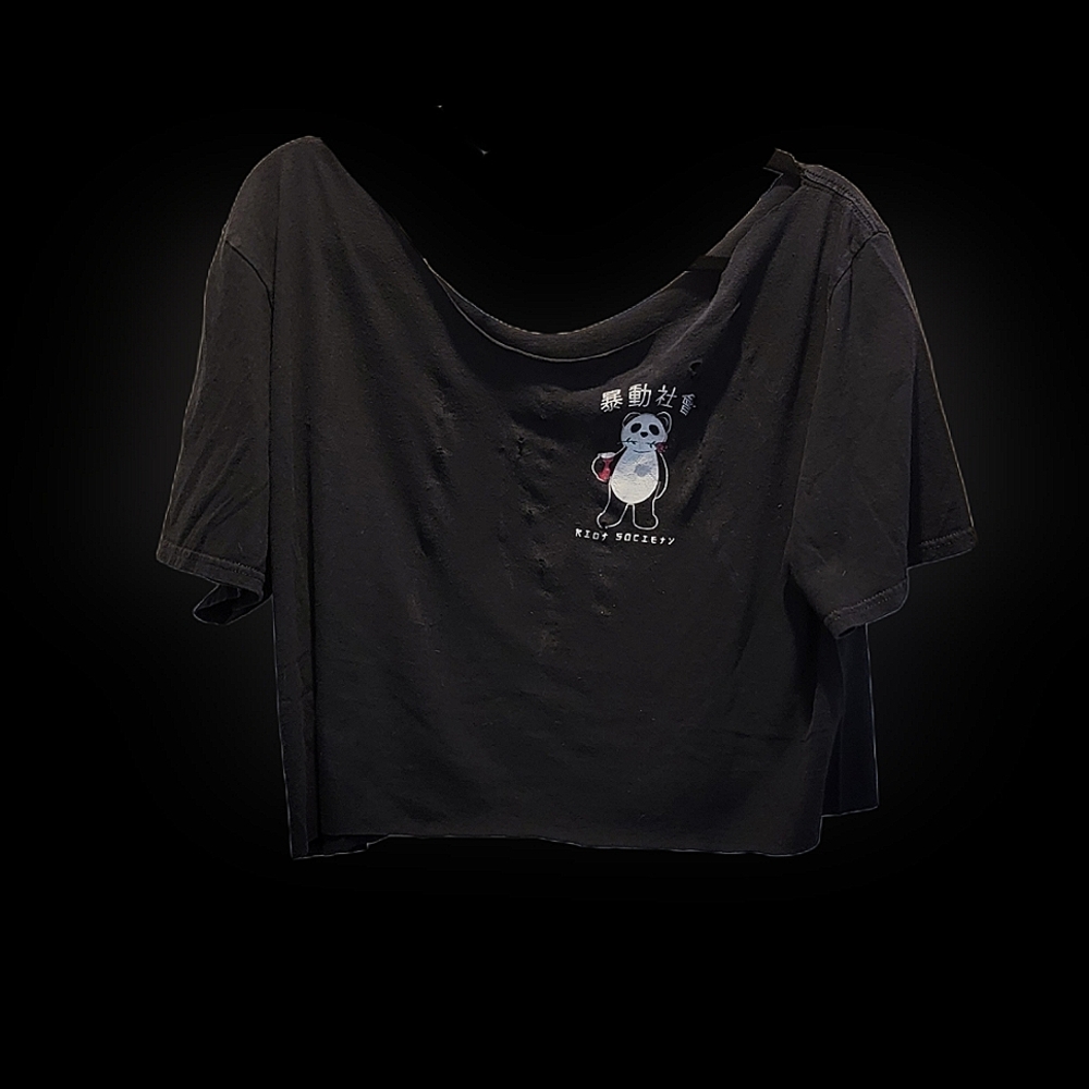 Cropped and distressed Riot Society tee size m